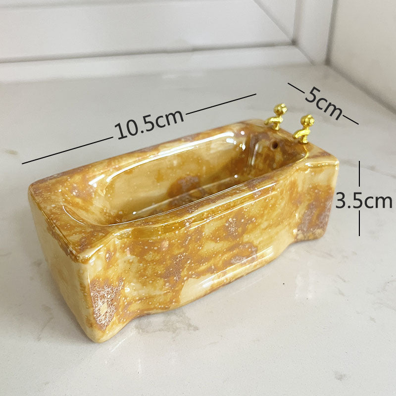 1:12 Scale Dollhouse Miniature Ceramic Bathroom Set – 4-Piece Furniture Model for Dollhouse Decor